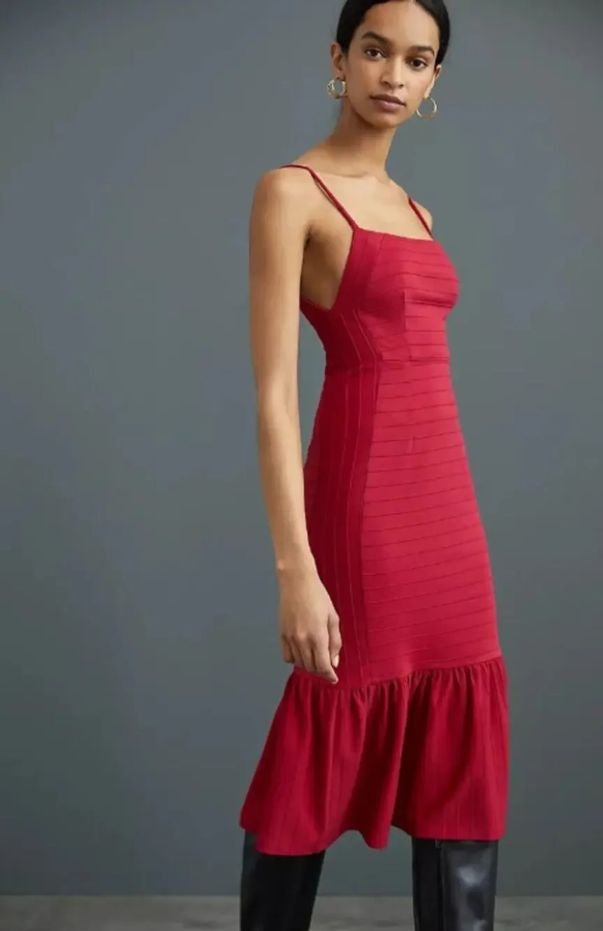 by anthropologie square neck ruffle midi dress English Factory Square-Neck Tiered Ruffle Midi Dress